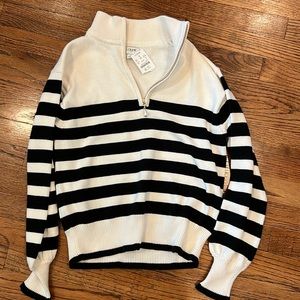 J. Crew factory black and white striped zip up sweater